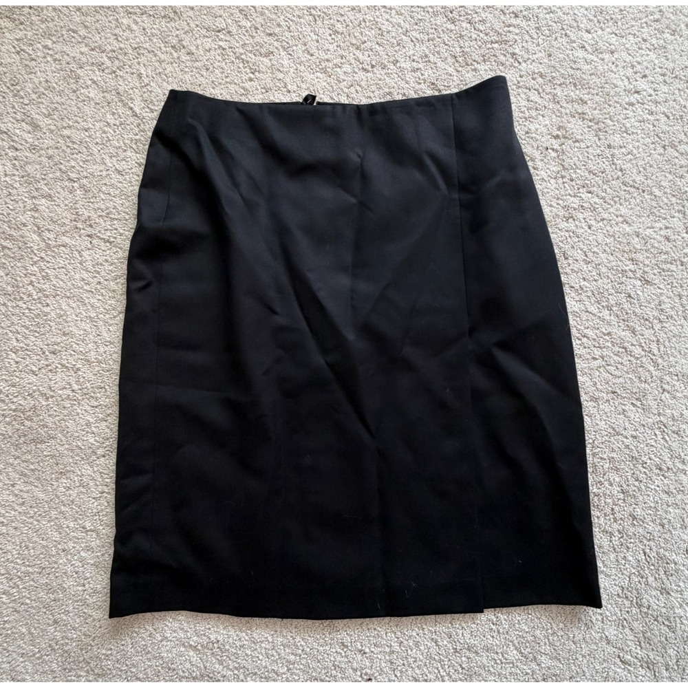 Brooks Brothers Skirt Women 6 Black Zip Wool Minimalist Slit
